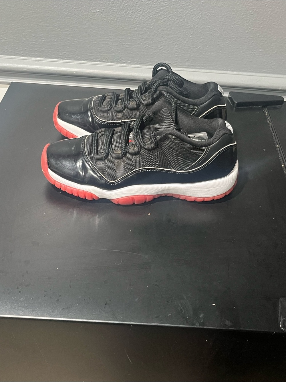 Kids Black and Red Low-Top Athletic Sneakers Retro 11